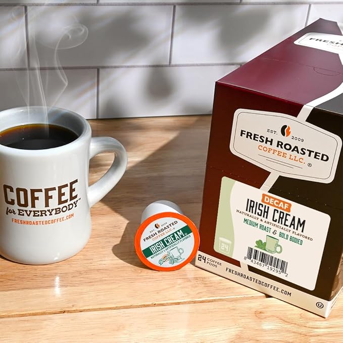 Fresh Roasted Coffee, Decaf Irish Cream, Flavored Coffee Pods, K-Cup Compatible, 24 Count