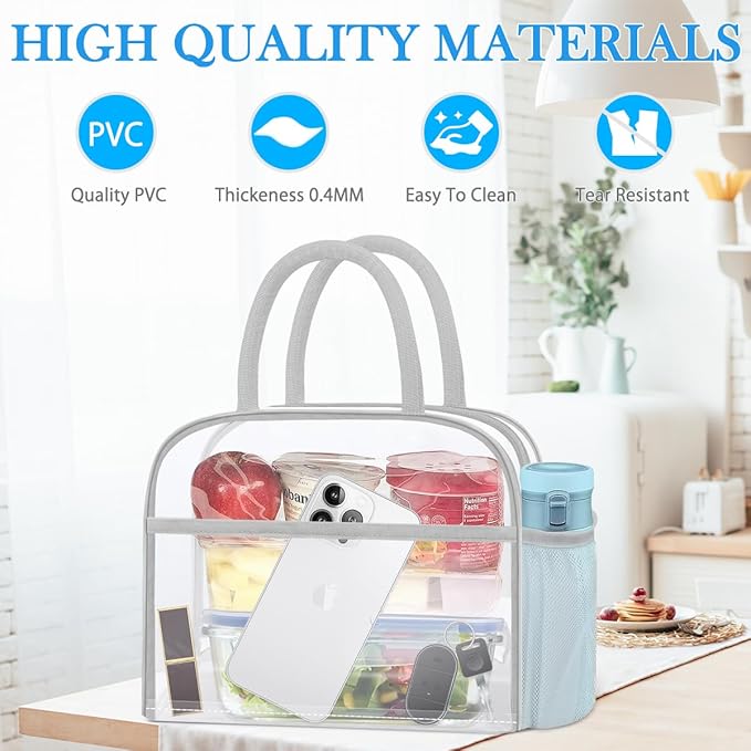 DALINDA Clear Bag Stadium Approved, Lunch Bag Lunch Box for Women Men Reusable Insulated Lunch Tote Bag