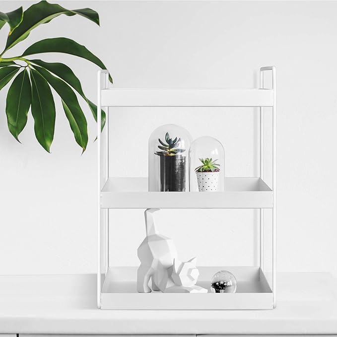 3-Tier Bathroom Countertop Organizer Vanity Tray Cosmetic & Makeup Storage Kitchen Spice Rack Standing Shelf, White