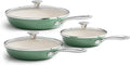 Redchef Nonstick 6-Piece Fry Pan Set, 8, 9.5, and 11 Inch Frying Pans with Tempered Glass Lids, Stay-Cool Handles, Dishwasher & Oven Safe, Induction Safe, Compatible with All Cooktops, Green