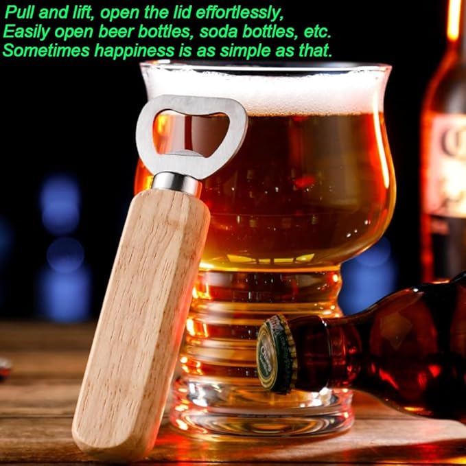 Wood Wine Bottle Opener, Beer Bottle Openers, Cider, Soft Drinks Bottle Opener for Home, Bar, Restaurant，Wedding Favors ，Wood Handle Handheld (set of 13)