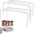 Evelots Wire Rack Cabinet Shelf Organizer -2 Pack Sturdy Metal Cabinet Riser Shelf - Double Space-Great for Kitchen, Freezer, Pantry -Rustproof