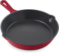 DASH Zakarian 9.5 Inch Small Nonstick Cast Iron Skillet with Pour Spouts for Searing, Baking, Grilling, Roasting and More - Cranberry