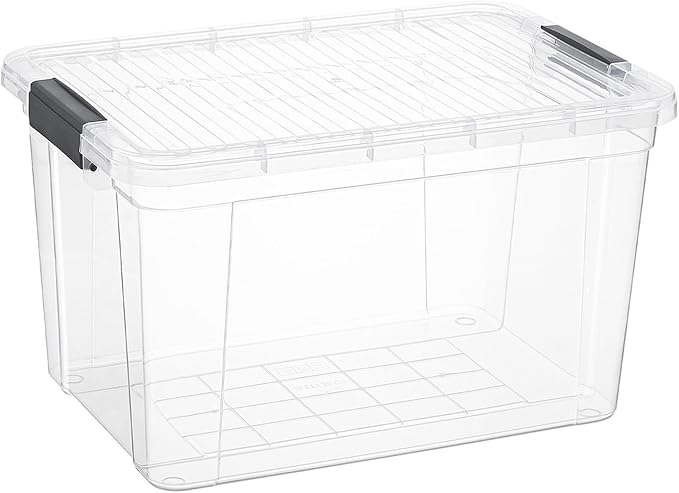 Superio Clear Storage Box with Lid, Plastic Container Bin for Organizing, Stackable Crate, BPA Free, Non Toxic, Odor Free, Organizer for Home, Office, School, and Dorm (14.7 Qt (Deep)
