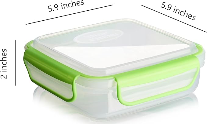 Snap Fresh - 4 Pack of Fun Size Sandwich Containers (450 ml) - Reusable, BPA Free Plastic, Snap & Lock Shut Lids and Silicone Seal. Great for Fruit, Salad, Lunch Box Snacks and Food Storage.