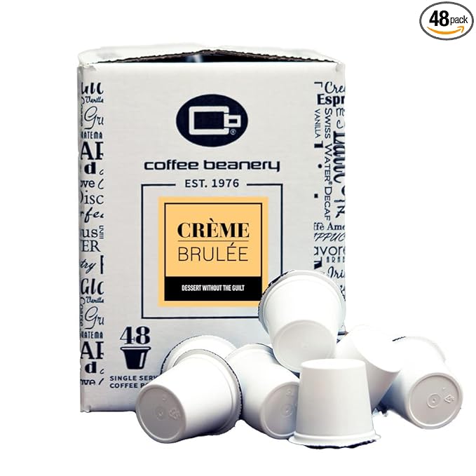 Coffee Beanery Creme Brulee Flavored Coffee Pods (48 ct) - 100% Specialty Arabica Coffee