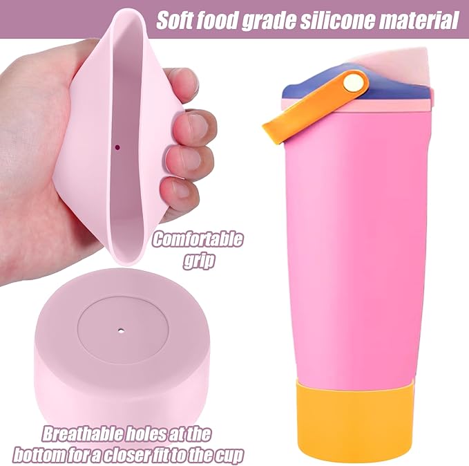 Mity rain 2PCS Protective Silicone Boots for Owala 30oz & 40oz FreeSip Sway Bottles & Tumblers - Accessories for owala, Enhances Stability & Prevents Scratches (Golden Yellow & Pastel Pink)