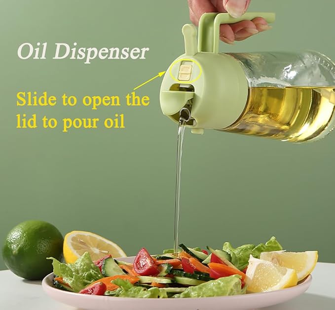 Olive Oil Sprayer Mister for Cooking,Olive Oil Dispenser Bottle 2 IN 1,17oz Oil Mister Spray Bottle,Premium Glass Oil Spritzer Bottle for Kitchen Air Fryer,Baking,Salad,Grilling,BBQ (Black 1 Pack)