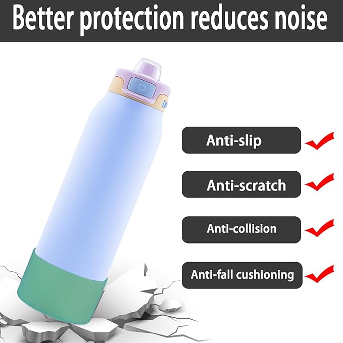 2 PCS Silicone Bottom for Ello Pop 32 OZ Water Bottle, Water Boot for Ello Pop,Avoid Scratches and Noise (Green, 320z)