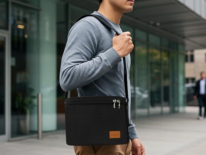 Aosbos Insulated Lunch Box for Men Women Leakproof Cooler Bag Reusable Lunch Tote Bag Adult Lunch Pail Thermal Lunch Boxes Bento Lunch Box Bag 7.5L Black