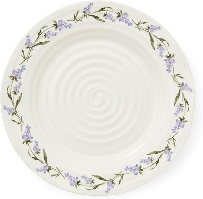 Portmeirion Sophie Conran Lavandula 11 Inch Dinner Plate, Lavender Sprig Design in Soft Purple & Green - Elegant Porcelain Dish for Spring Meals, Garden Parties, Special Events & Everyday Dining