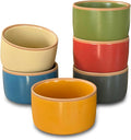 Mora Ceramic Ramekins - 8oz, Set of 6 - Small Oven Safe Baking Dishes/Cups - For Personal Pudding, Creme Brulee, Souffle, Serving Dip, Custard, Ice Cream - Single Mini Bowls - Artisan Colors