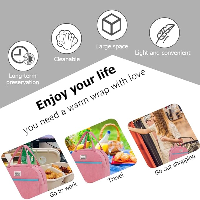 lunch bag women & men,Insulated Cooler Lunch Box Adult Water Resistant Lunch tote bag Shoulder strap not included