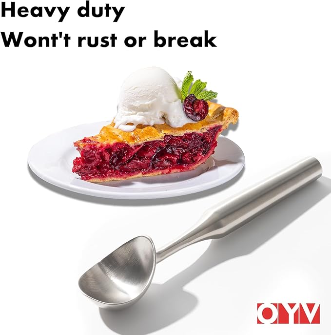 Stainless Steel Ice Cream Scoop, Ergonomically Designed Handle for Comfort, Heavy Duty Ice Cream Scooper, One-Piece Design Ice Cream Scoops, Dishwasher Safe.