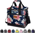 Iknoe Large Cooler Bag Collapsible 24 Can Insulated Bags Leakproof Lunch Cooler Tote with Multi-Pockets for Adult Insulated Thermal Bag for Beach, Picnic, Office Work(Flower)