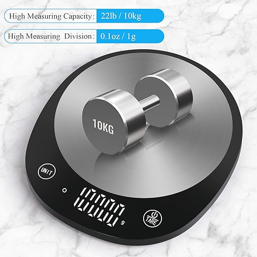 Homebuds 22lb Digital Food Scale Grams and Ounces in 1g, High Precision Assured by Kitchen Scale Professional Factory Since 2001, Gram Scale for Cooking and Baking, LED, 3*AAA Included, Black