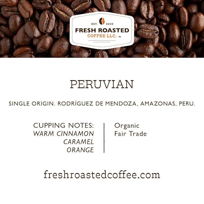 Fresh Roasted Coffee, USDA Organic Peru | 3rd Party Tested for Pesticides, Mold, Mycotoxins, Kosher | 100% Arabica, Specialty Grade, Med Roast 72 Pods for K Cup Brewers