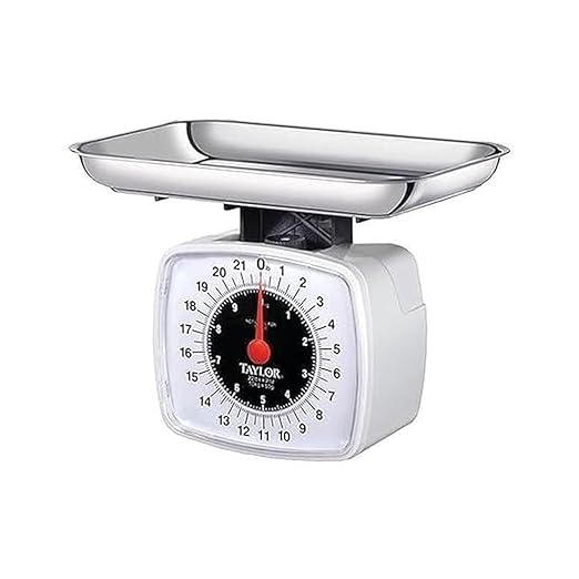 Taylor Analog Kitchen Scale Mechanical Food Scale, 22 lb Capacity, Multicolor
