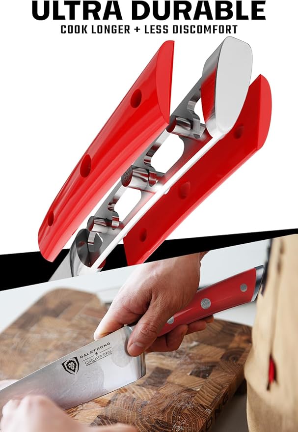 DALSTRONG Gladiator Series Elite-18pc Stainless Steel Knife Set with Block-High Carbon German Steel-Acacia Wood Block-Knife Set w/Red Handles-NSF Certified-Men's Valentines Gift