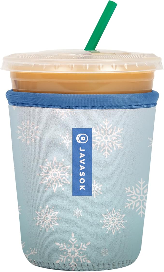 Sok It JavaSok Iced Coffee & Cold Soda Insulated Neoprene Cup Sleeve (Let It Snow, Small: 16-20oz)