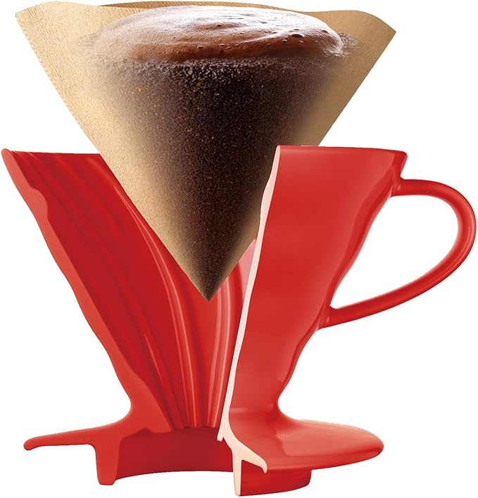 Hario V60 Ceramic Coffee Dripper Pour Over Cone Coffee Maker Size 01, Red