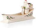 Lenox 894187 Holiday Santa's Sleigh Cracker Tray, 1-Piece, Ivory, Red & Green, 10" x 2.75", Christmas Hosting