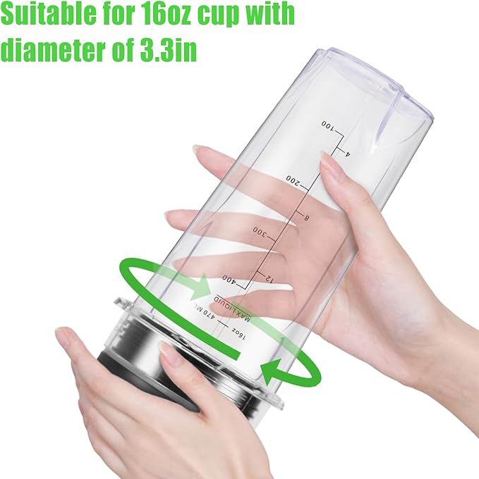 Upgrade 2 Pack 16oz QB3001SS Replacement Cups Compatible with Ninja Fit Compact Personal Blender, Replacement for Ninja Blender Cups with Scale and Sealing Cap…