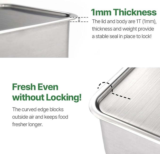 CuBE High 3PCS Set Stainless Steel Food Storage Containers With Lids and 3 Net Kitchen Appliances Dishwasher Safe Premium South Korea