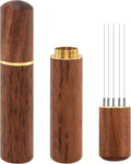 Espresso Coffee Stirrer 5 Needles 0.4mm Espresso Distribution Tools, Natural Wood Handle and Stand (Rosewood)