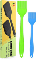 SURDOCA Silicone Pastry Basting Brush - 2Pcs 10 + 8 in Heat Resistant Brush for Baking Cooking Food, BPA Free Kitchen Brush for Sauce Butter Oil, Stainless Steel Core Design for Barbecue BBQ Grilling