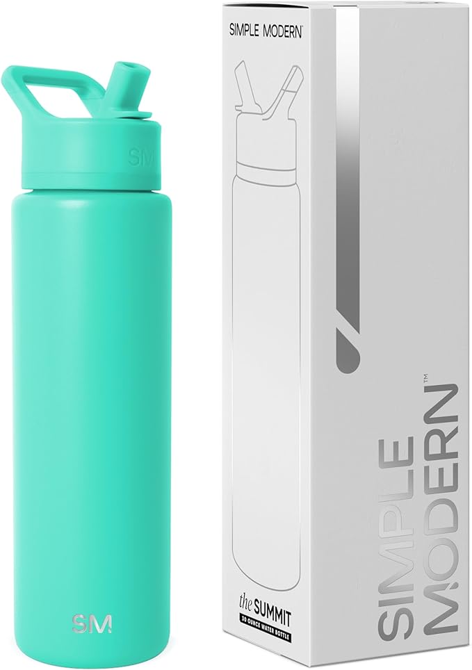 Simple Modern Summit Water Bottle with Straw Lid | Vacuum Insulated Stainless Steel | Leak Proof BPA-Free Cup for Travel, School, Sports | 30oz, Tropical Wave