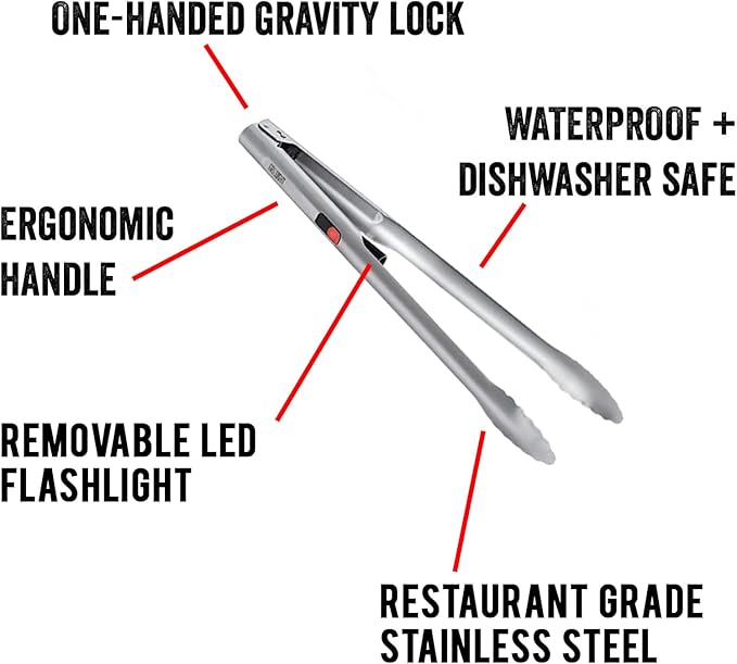 Grillight Grilling Essential Combo Gift Set: LED Light Spatula, Tongs & Bonus GrillMat | Restaurant Grade Stainless Steel Tools w/ Built-In LED Flashlight | Turn Grill into Griddle | Grill in the Dark