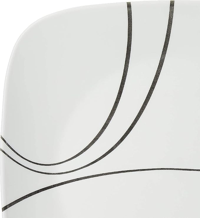 Corelle Vitrelle 6-Piece Salad Plate Set, Triple Layer Glass and Chip Resistant, Lightweight Square 10-1/4-Inch Plates Set, Splendor