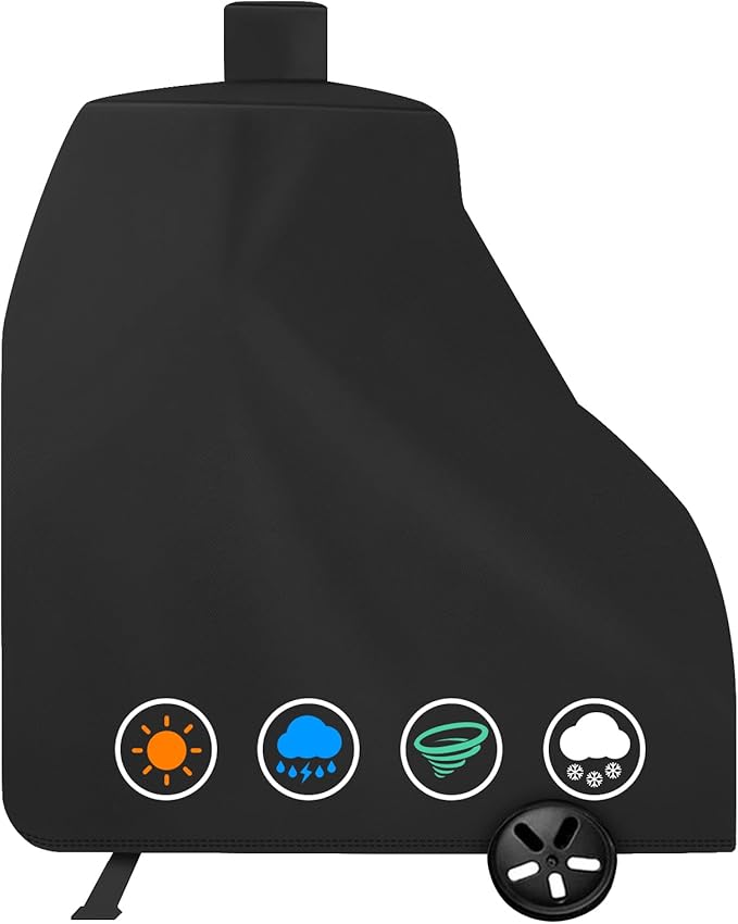 ZBXFCSH Heavy Duty Grill Cover Fit Dyna-Glo DGSS1382VCS-D and DGSS1382VCS Vertical Offset Charcoal Smoker Grill Cover, Black