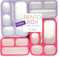 kinsho Bento Box Lunch Boxes and Snack Containers, Value Pack for Kids Girls Boys | Leakproof Portion Boxes for School Pre-School Toddler Daycare Travel, BPA Free | Set of 4, Pink Purple