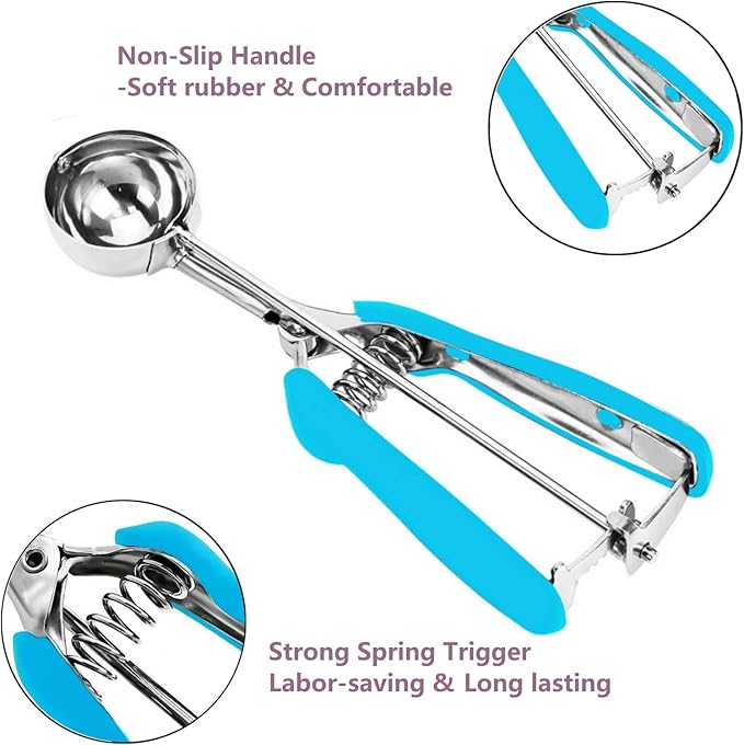Cookie Scoop, 18/8 Stainless Steel Cookie Scooper, Cookie Scoops for Baking, 2 Tsp/10ml/ 2/3 Tbsp Cookie Dough Scoop, Ice Cream Scooper with Trigger Release, Cookie Scooper for Baking