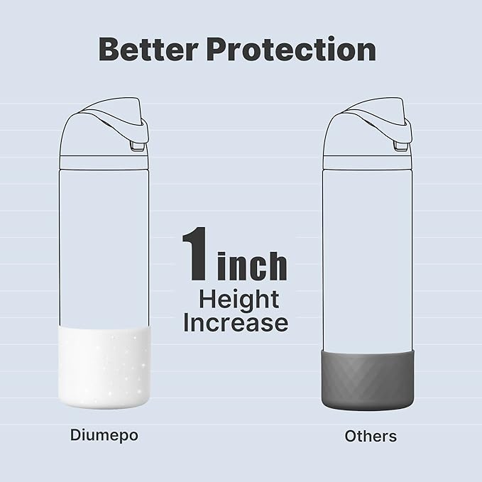 Silicone Boot for Owala 24 oz Water Bottles, Anti-Slip Protective Sleeve for Owala Twist & FreeSip & Flip Stainless Steel Water Bottle, Boot Bottom Base for Owala (Glitter White)