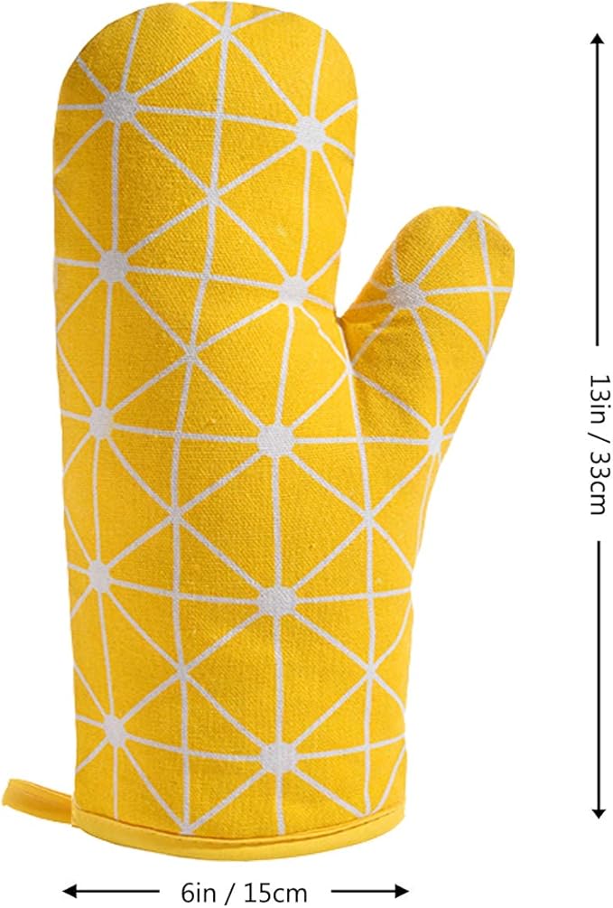 Oven Mitts and Potholders BBQ Gloves-Oven Mitts and Pot Holders with Recycled Infill Silicone Non-Slip Cooking Gloves for Cooking Baking Grilling (4-Piece Set) (Yellow-02)