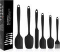 Silicone Spatulas Set of 6, Rubber Spoon Spatula Heat Resistant Spoonula One Piece Design Seamless Spatula Non-Stick Scrapers Baking Mixing Tool (Black)