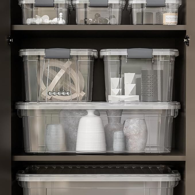 Superio Clear Plastic Storage Bin with Lid, 11 Qt, Non-Toxic, BPA Free, Odor Free, Organizer Storage Box, Stackable Plastic Tote for Home, Garage, School, and Office