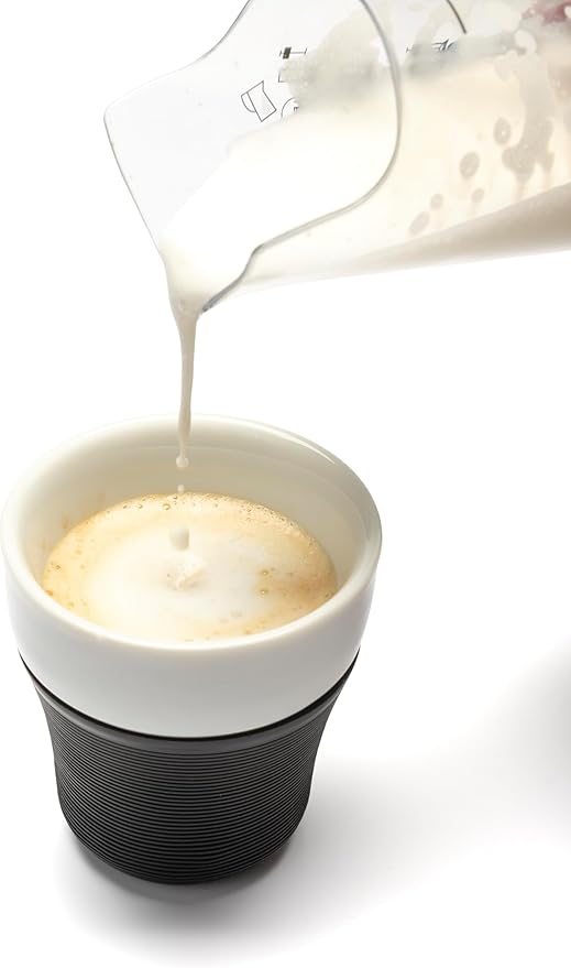 Manual Milk Frother - Handheld Milk Mixer, Warm & Cold Milk Foamer, BPA Free, Frother for Coffee & Drinks - Home & Coffee Bar Accessories, Kitchen Utensils & Tools - 6.8 oz, Black