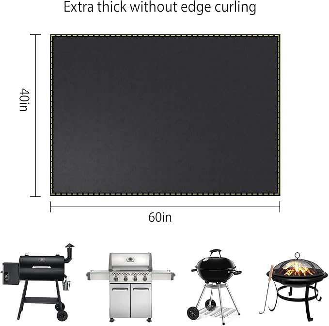 40x60 Inch Under Grill Mat for Outdoor Grill Deck Patio Protector Extra Large Silicone Fireproof Waterproof Oil-Proof Fire Pit Matt BBQ Barbecue Pad