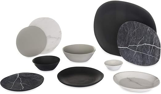 Carlisle FoodService Products Ridge Reusable Plate Rimless Plate for Home and Restaurant, Melamine, 9 Inches, Cement