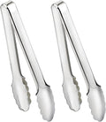 2 Pack Serving Tongs Serving Utensils Salad Tongs Metal Buffet Tongs Non-slip & Easy Grip Stainless Steel Plated Buffet Serving Tongs, Salad, Ice, Oven (9.5 Inch) (Silver)