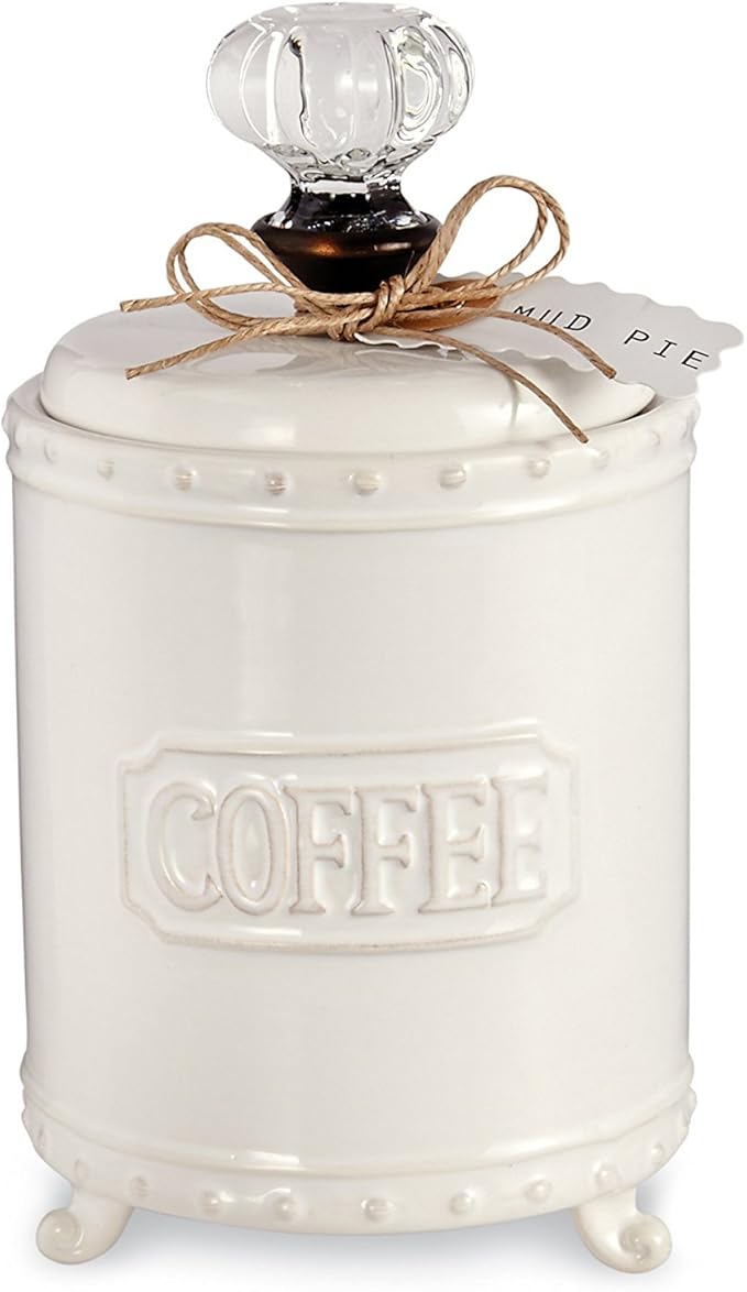 Mud Pie ceramic Coffee Canister Door Knob Handle, White