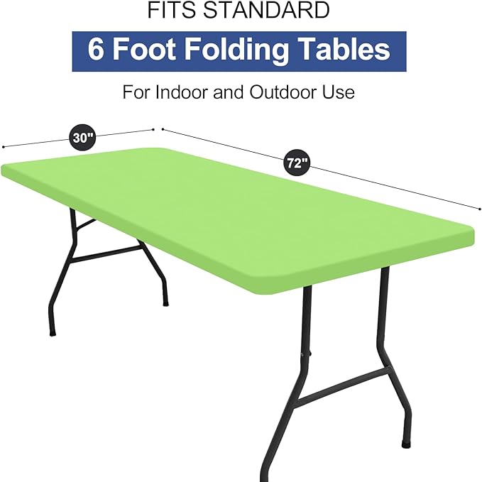 homing Rectangle Table Cloth Cover, Waterproof Polyester Elastic Fitted Tablecloth, Fits for 6 Foot Folding Tables, Washable Table Protector for Picnic, Camping, Outdoor (Lime Green, 30" x 72")