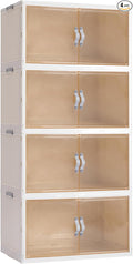 AHEONLAR 4 Pack Plastic Storage Bins with Drawers - 388QT Foldable Stackable Storage Bins with Lids - Closet Craft Organizers and Storage - Plastic Drawer Storage for Bedroom(97QT×4), 22.8 Gal