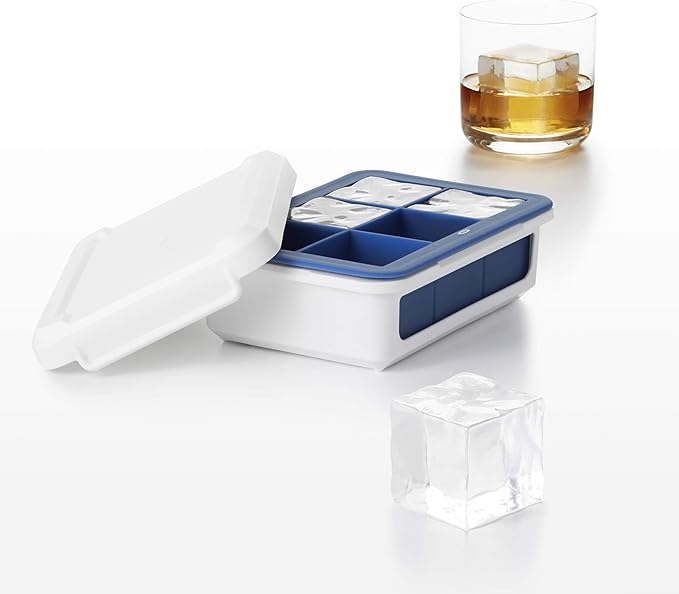 OXO Good Grips Covered Ice Cube Tray (Large Cube), Dark Blue
