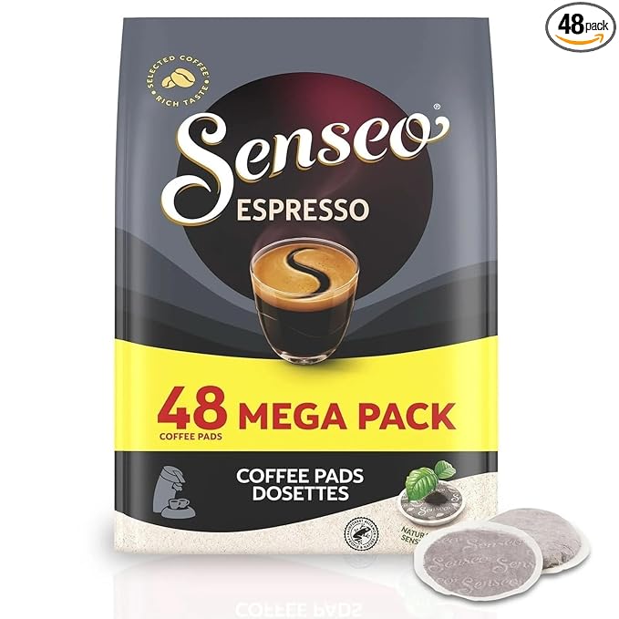 Senseo Espresso Coffee Pods – 48 Count – Powerful & Aromatic Dark Roast – Single-Serve Coffee Pads Compatible with Senseo Machines – Imported from the Netherlands