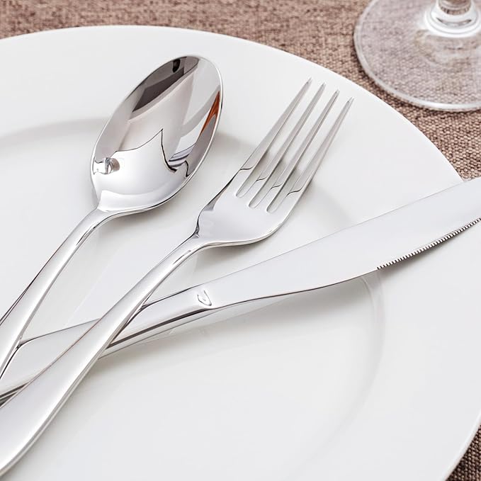 KINGSTONE 40-Piece Silverware Set for 8,18/10 Premium Stainless Steel Flatware Set, for Home, Restaurant, Wedding and Party Use, Mirror-Polished Cutlery Set, Dishwasher Safe.